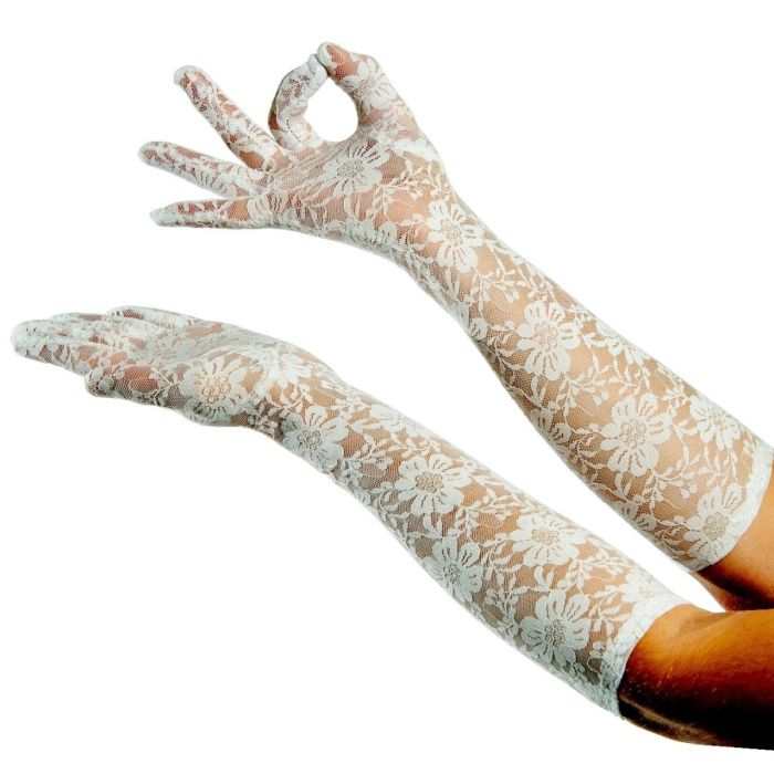 Rękawiczki koronkowe Retro białe 