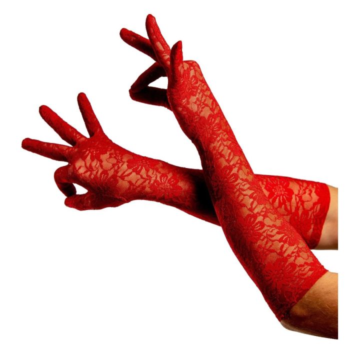 Rękawiczki koronkowe Retro czerwone