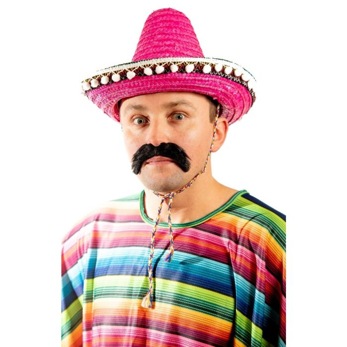 Sombrero różowe z pomponami