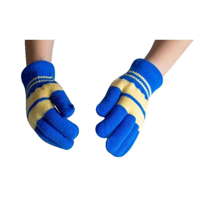 Rękawiczki pięciopalczaste dziecięce niebiesko-żółte