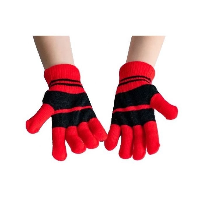Rękawiczki pięciopalczaste dziecięce czerwono-czarne