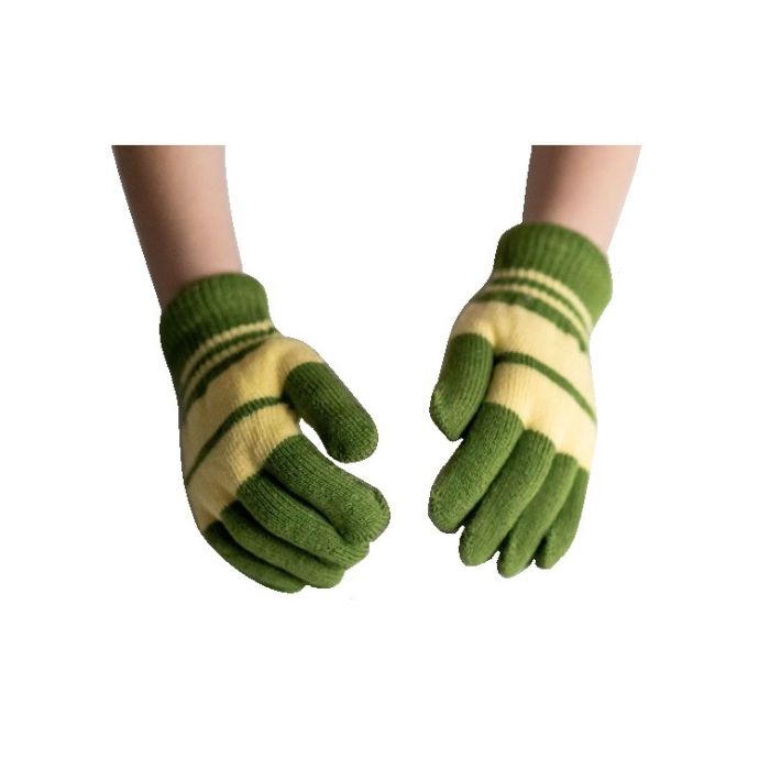 Rękawiczki pięciopalczaste dziecięce zielono-żółte