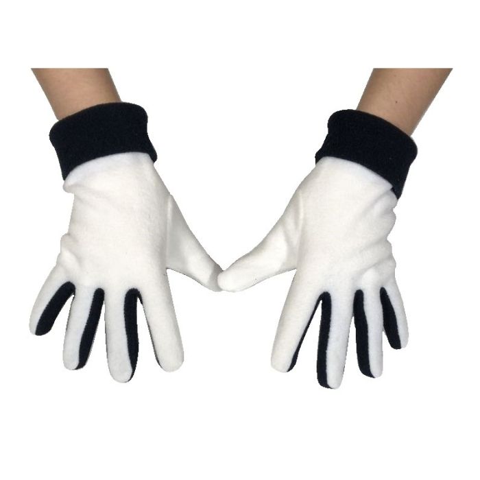 Rękawiczki pięciopalczaste polarowe biało-granatowe