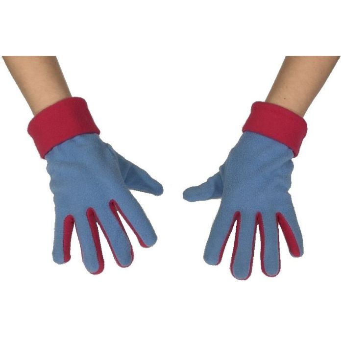 Rękawiczki pięciopalczaste polarowe niebiesko-różowe