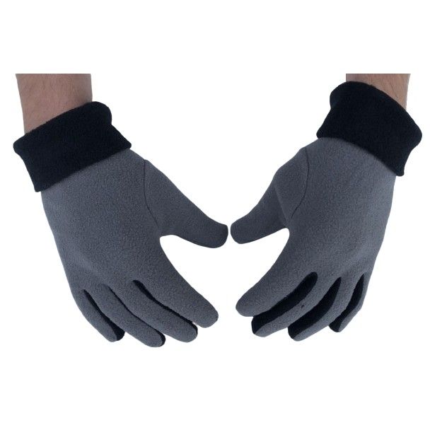 Rękawiczki pięciopalczaste polarowe szaro-czarne
