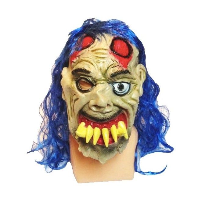 Maska Zombie z krzywym zgryzem - niebieski