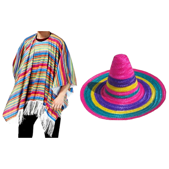 Zestaw Meksykanina (ponczo, sombrero) 1